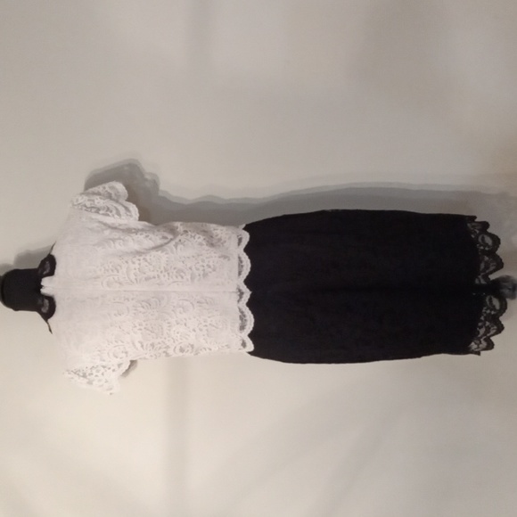 Betsy Johnson Ivory and Black Lace Dress with Collar Size 14 - Picture 6 of 12